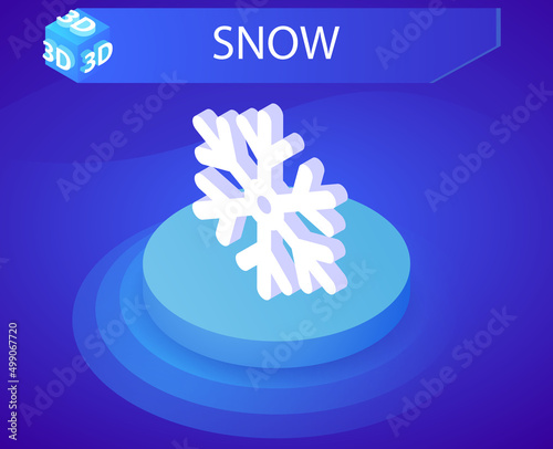 Snow isometric design icon. Vector web illustration. 3d colorful concept