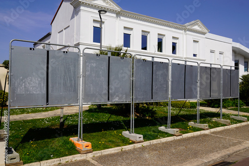 Official steel bulletin board for election billboard signs in france photo