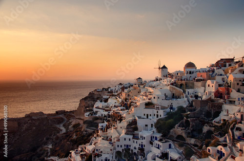 village at sunset Santorini