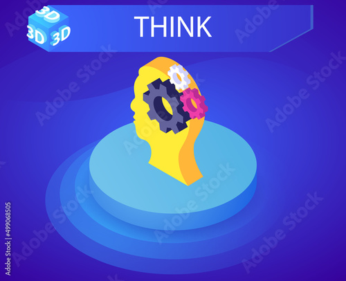 Think isometric design icon. Vector web illustration. 3d colorful concept