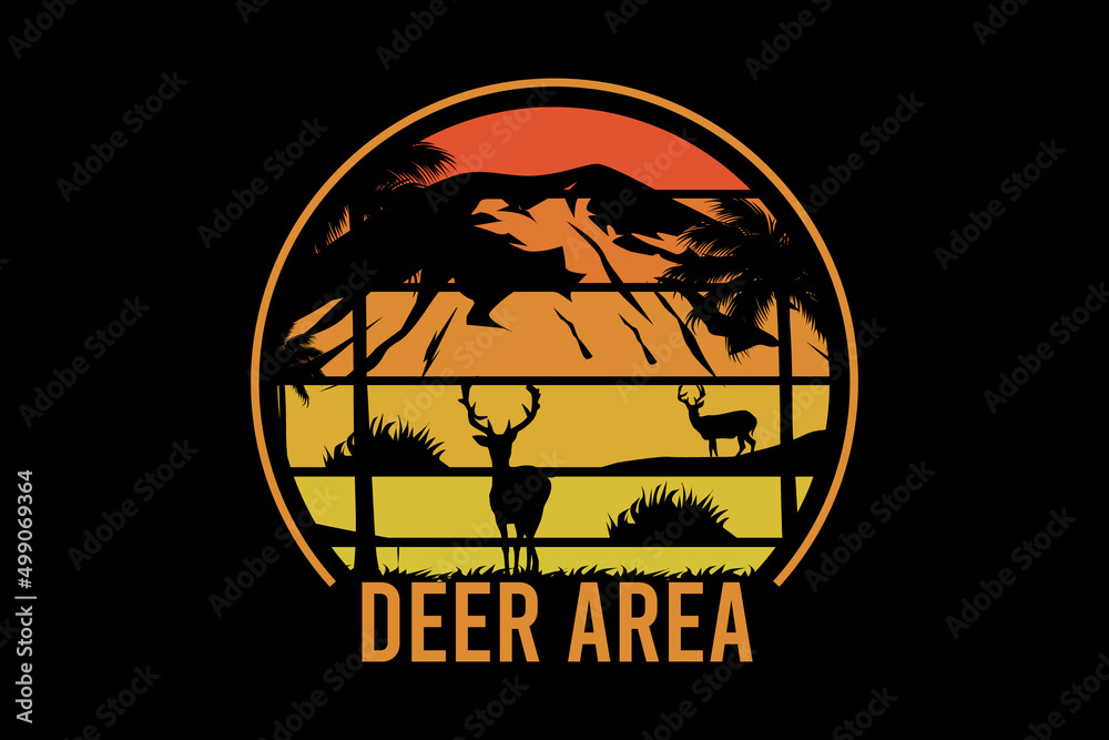 Deer area retro vintage landscape