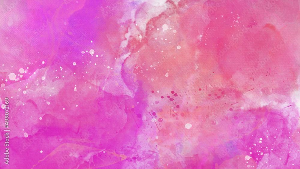 Obraz premium Handmade abstract watercolor background, artistic texture with splashes for trendy design in pink and grey colors. Hand made watercolor texture in pink color, trendy abstract background