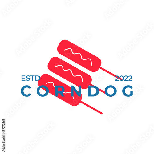 Vintage korean street food illustration logo corndog