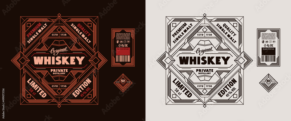 Template decorative label for whiskey
