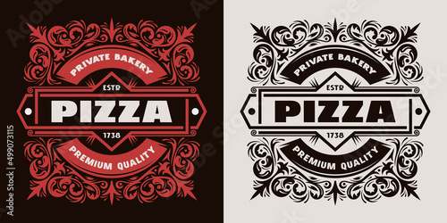 Template decorative label for the pizza box