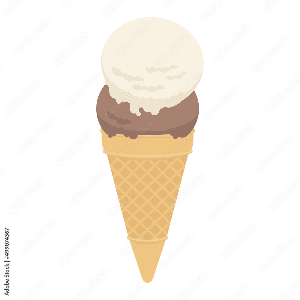 Vector illustration of vanilla and chocolate ice cream isolated on background. Vector illustration of vanilla and chocolate ice cream isolated on background.
