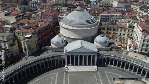 A wide view from above of the beautiful Plebiscito Plaza in the center of Naples, Italy photo