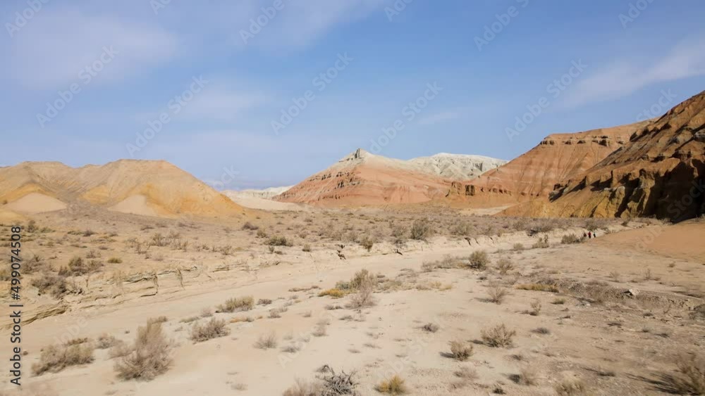 Drone shot of desert mountains Aktau in Kazakhstan Drone shot of desert mountains Aktau in Kazakhstan