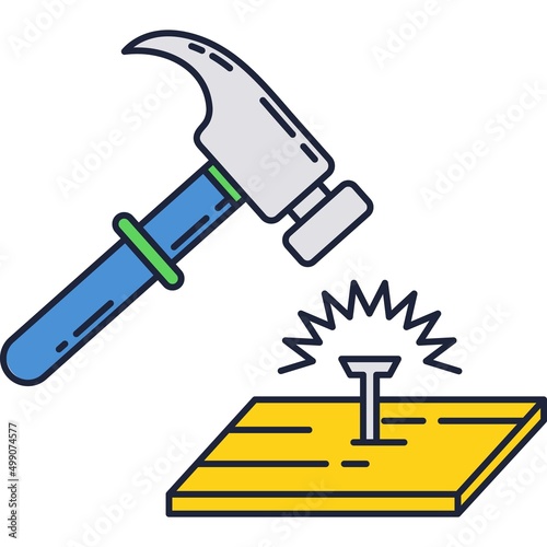 Hammer nail vector icon carpenter tool isolated