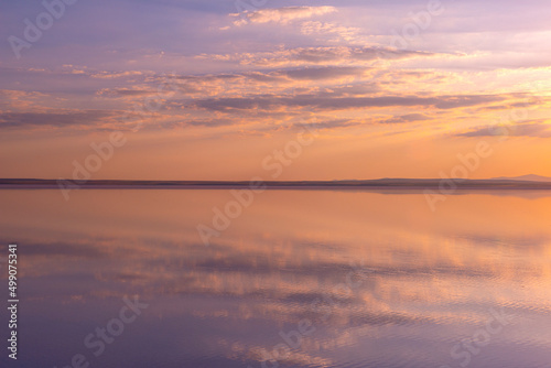 Salt lake in Turkey. Great view from the salt lake at sunset in the evening.