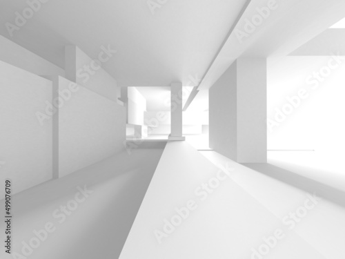 Illuminated corridor interior design. Empty Room Interior Background