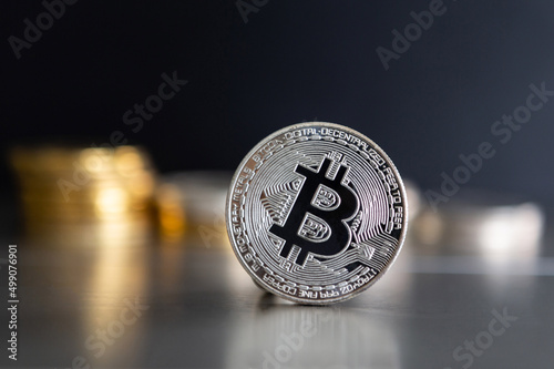 bitcoin crypto curreny on black background photo