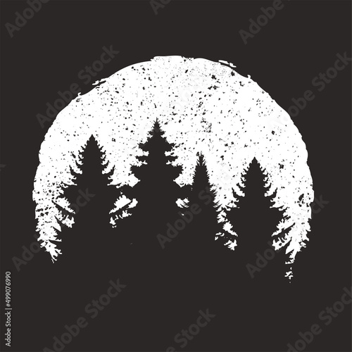 Vintage tree forest silhouette for Tshirt