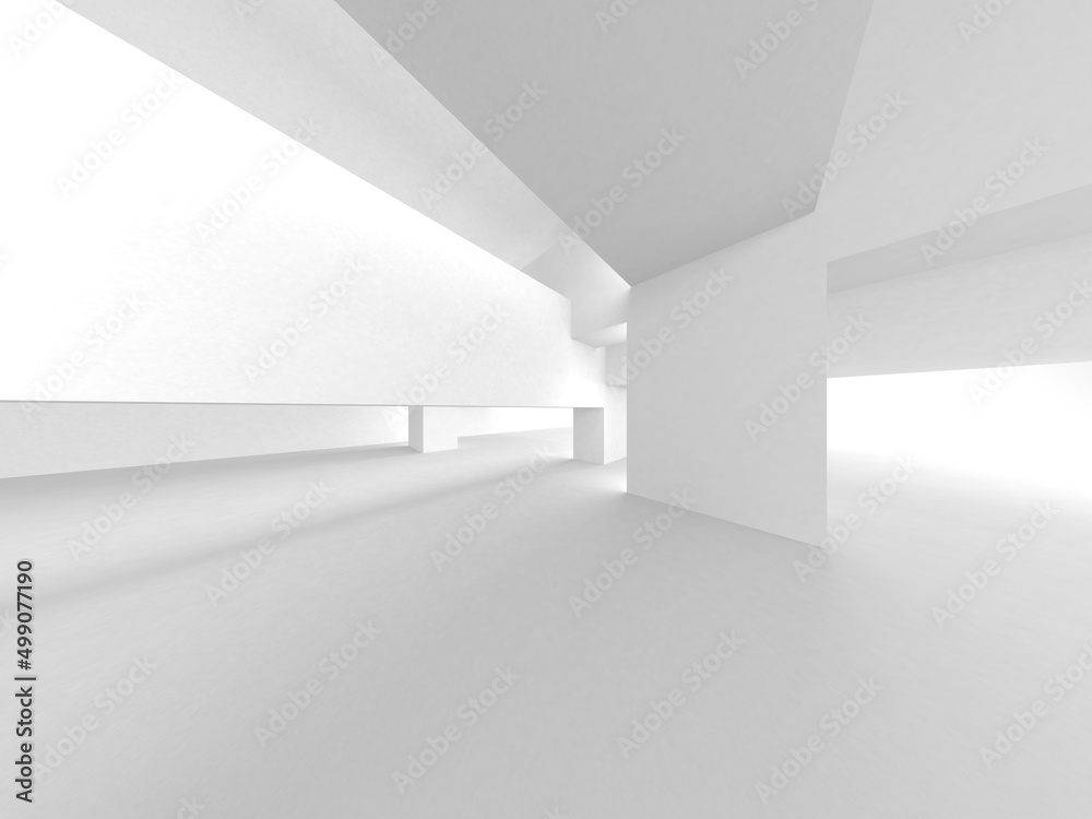 Fototapeta premium Illuminated corridor interior design. Empty Room Interior Background