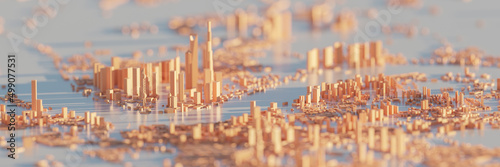 Miniature 3D city of Shanghai, China. Web banner design. 3D rendering.