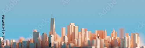 Fototapeta Naklejka Na Ścianę i Meble -  Panorama of Manhattan skyline in miniature New York. 3D rendering.