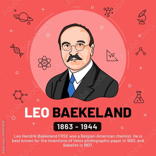 Fotografia Vector illustration of famous personalities: Leo Baekeland with bio