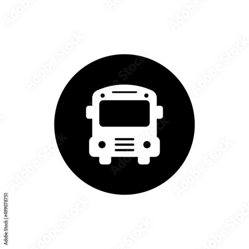 School bus icon in black round