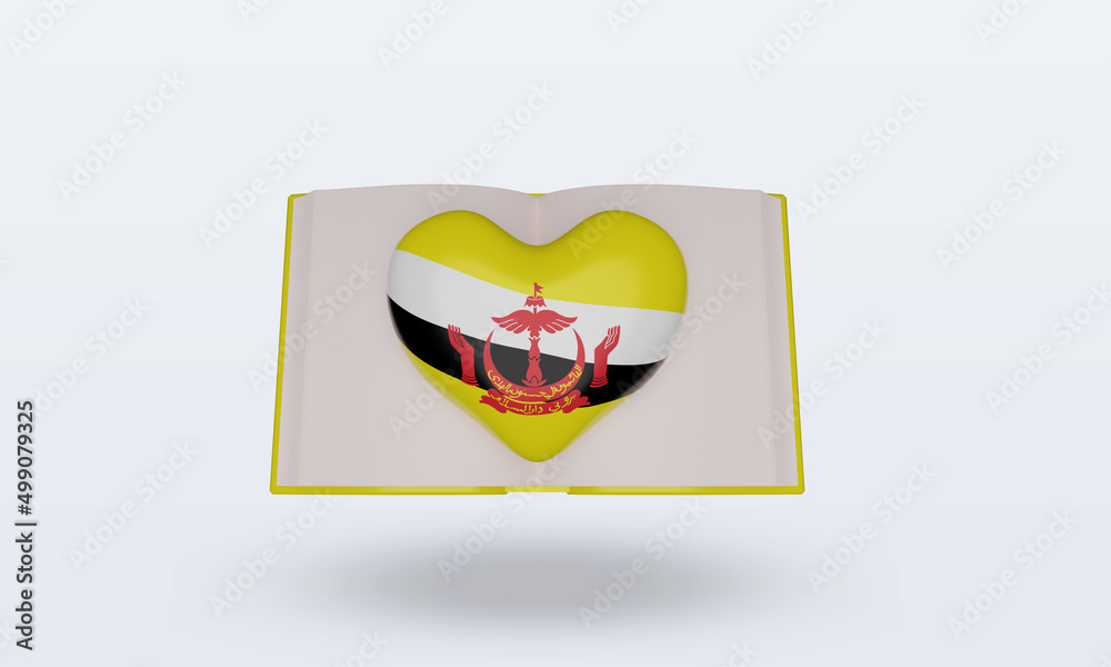 Obraz premium 3d world book day Brunei Darussalam flag rendering front view