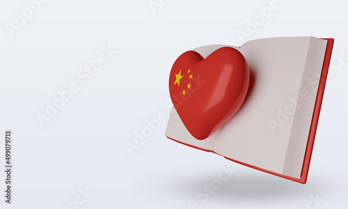 3d world book day China flag rendering right view
