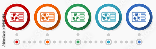 Heat pump, conditioner concept vector icon set, infographic template, flat design colorful web buttons in 5 color options