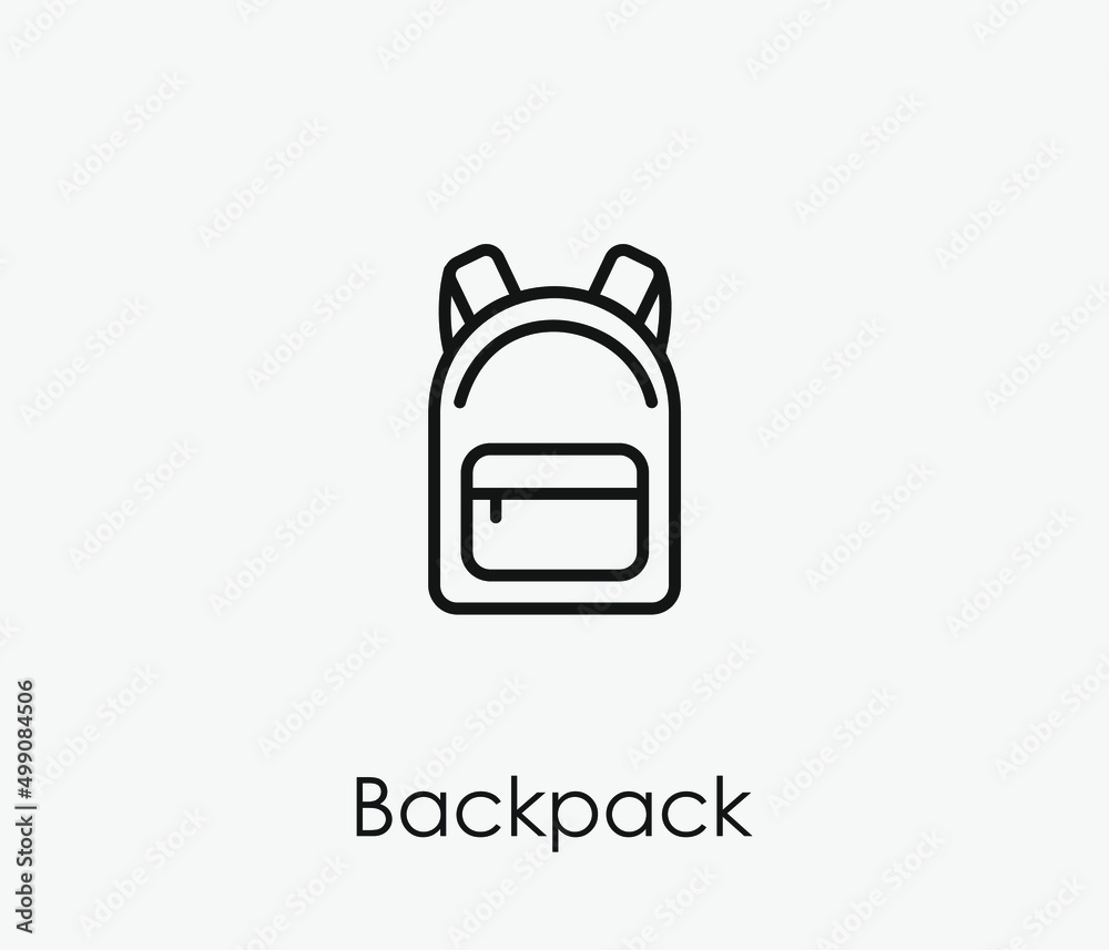 Backpack vector icon. Editable stroke. Symbol in Line Art Style for Design, Presentation, Website or Apps Elements, Logo. Pixel vector graphics - Vector Backpack vector icon. Editable stroke. Symbol in Line Art Style for Design, Presentation, Website or Apps Elements, Logo. Pixel vector graphics - Vector