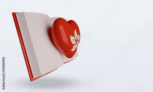 3d world book day Hongkong flag rendering left view