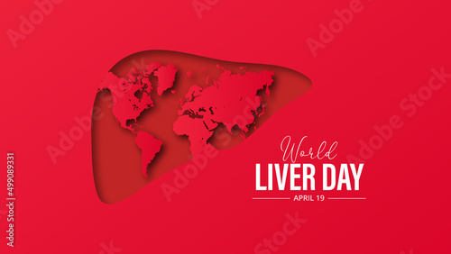 World Liver day background template vector design, with minimalist & modern concept for the cover, and banner. World map inside the liver.