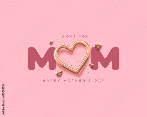Mother's Day modern background with decor elements. 3d vector illustration.