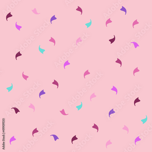 The pattern is made of geometric shapes. fluttering like autumn leaves blue purple pink orange white background