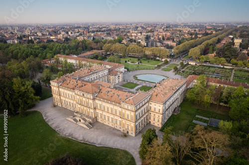 The architecture of the Royal villa of Monza from above, aerial shot. photo