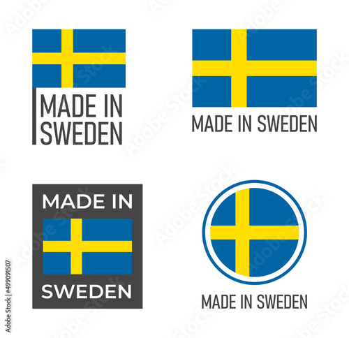 made in Sweden labels set, made in Kingdom of Sweden product emblem