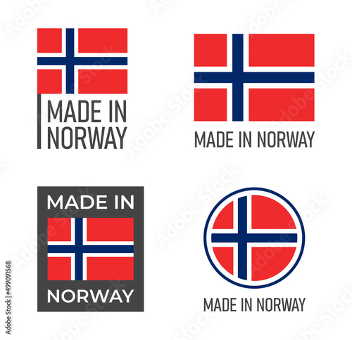 made in Norway icon set, made in Kingdom of Norway product labels