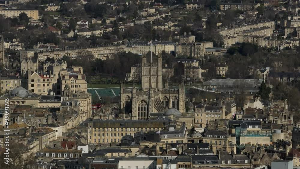 Bath Abbey City Centre Medieval Church UK Aerial Overhead View Bath Abbey City Centre Medieval Church UK Aerial Overhead View