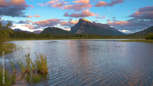 Sunset over Vermilion Lake in Banff National Park, Alberta, Canada photo