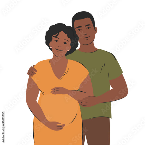 Happy family. Future parents, child expectation. Vector illustration.