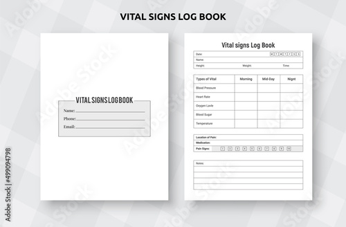 Vital signs log book KDP interior