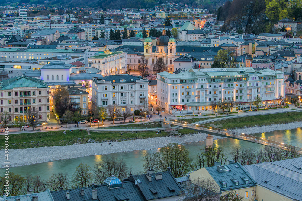 Fototapeta premium view of the city of salzburg holy trinity church Dreifaltigkeitskirche