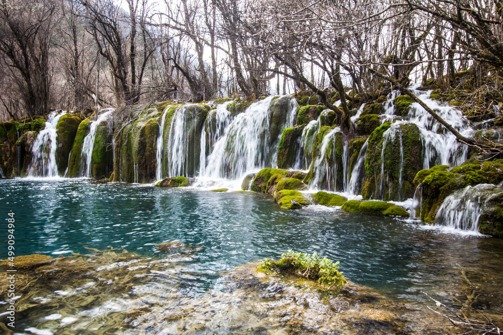 Naklejka premium Jiuzhaigou National Park, blue lakes, Sichuan province, China