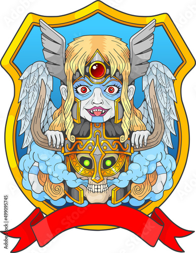 mythological scandinavian valkyrie, illustration logo