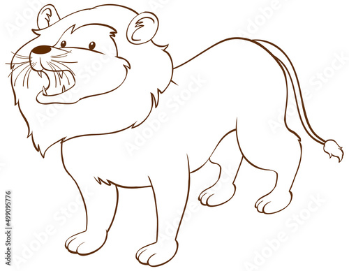 Lion in doodle simple style on white background