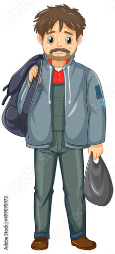 Homeless old man cartoon character