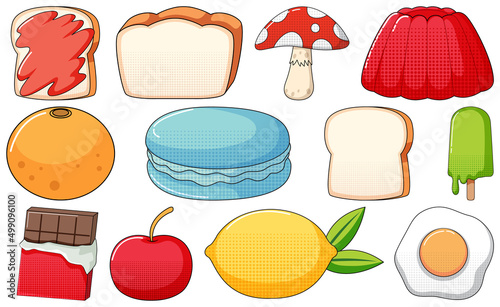 Set of vintage style cartoon on white background