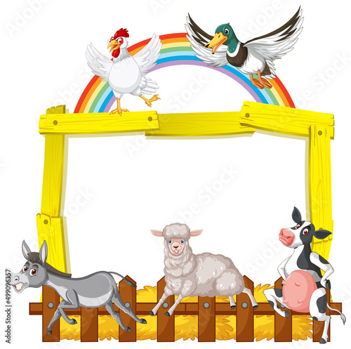 Sign board with animal farm on white background