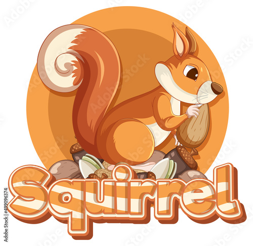Font design for word squirrel in brown