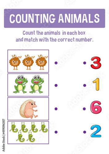 Worksheet design for counting numbers