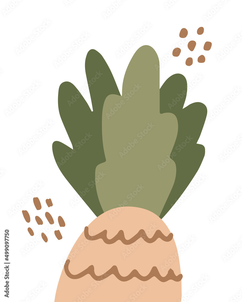 Abstract pineapple fruit modern art poster. Flat vector illustration in scandinavian boho style. Tropical fresh juicy fruit, summer vibe. Wall art, postcard, greeting card template. Abstract pineapple fruit modern art poster. Flat vector illustration in scandinavian boho style. Tropical fresh juicy fruit, summer vibe. Wall art, postcard, greeting card template.