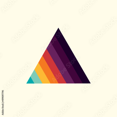 Vintage triangular sunset in the style of the 80s. Vector background. A design element.