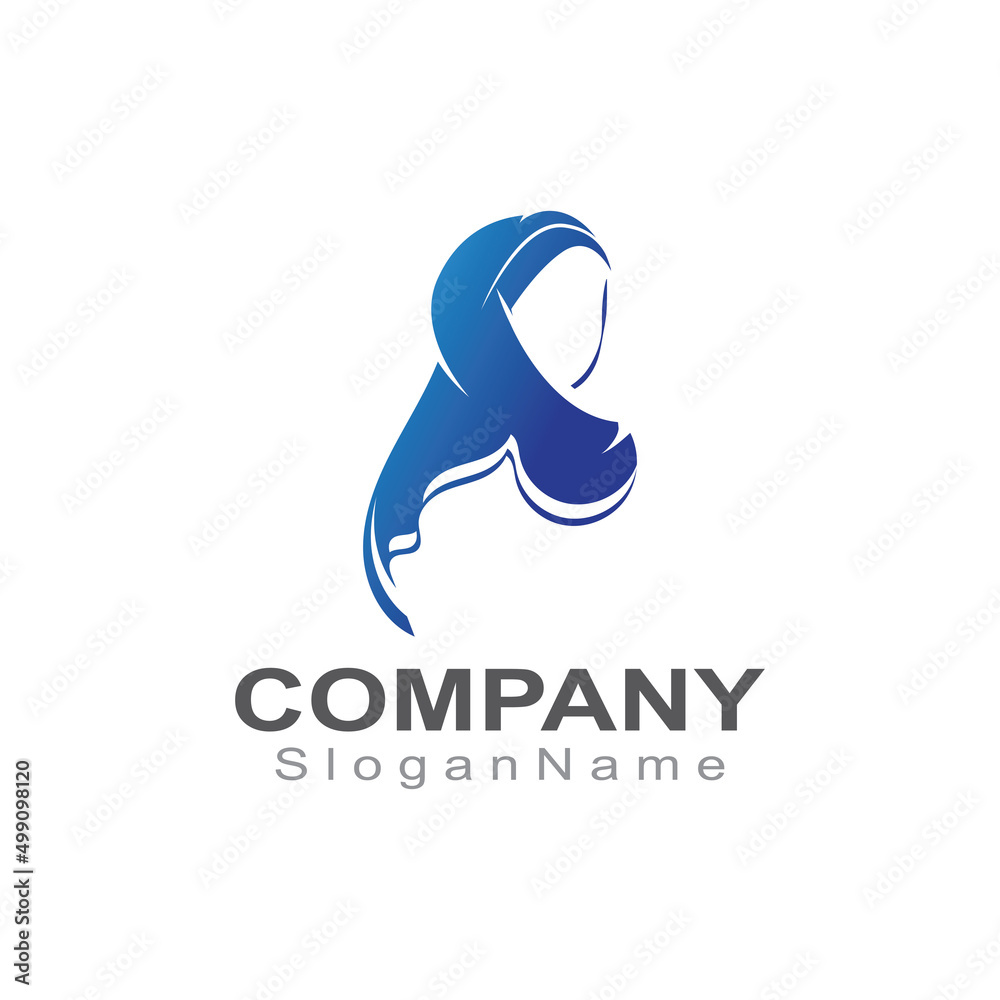 Fototapeta premium Muslim hijab woman Logo template vector illustration design
