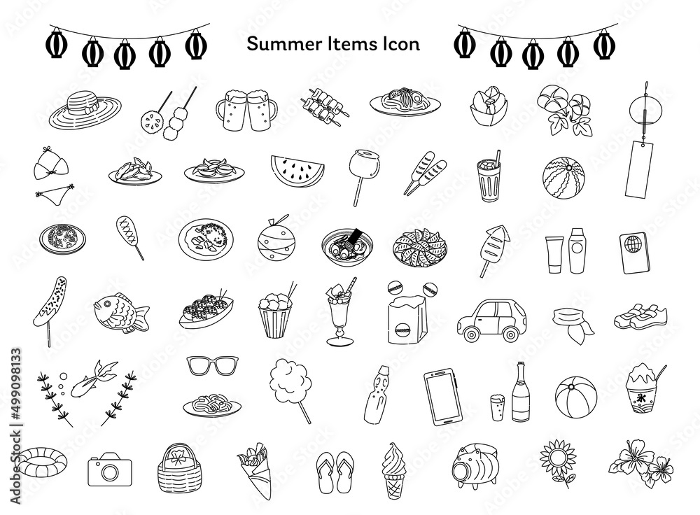 Summer item icon set